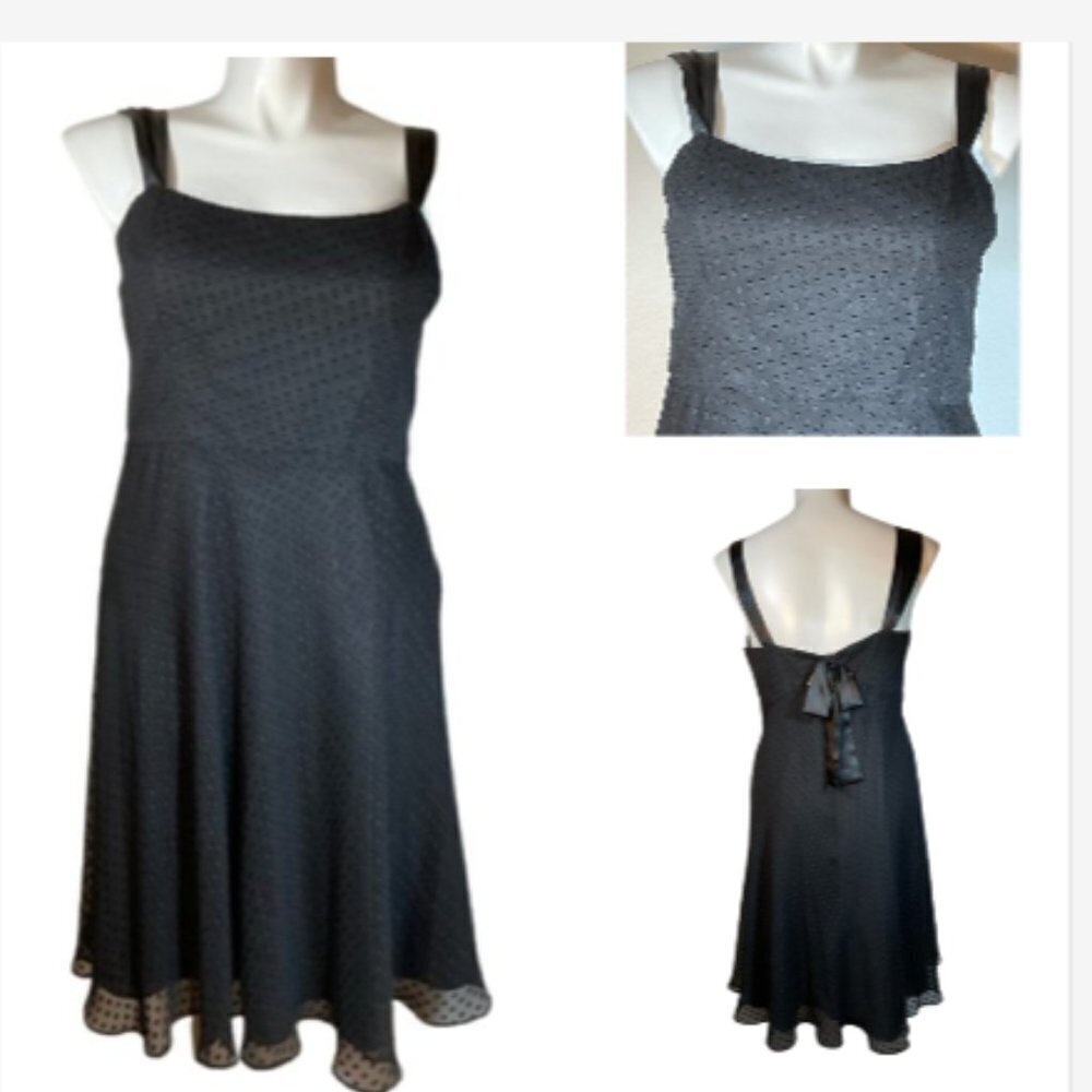 Evan Picone womens black dress size 16 swiss dot